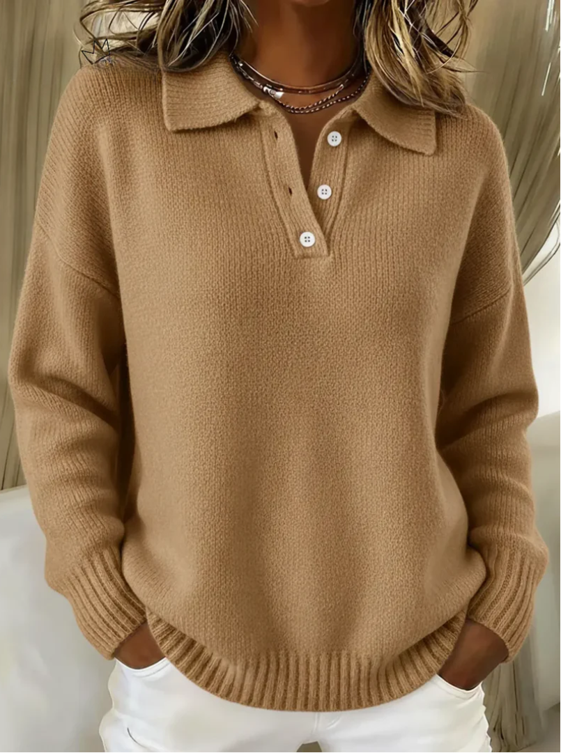 Olivia – Soft Knit Polo Sweater