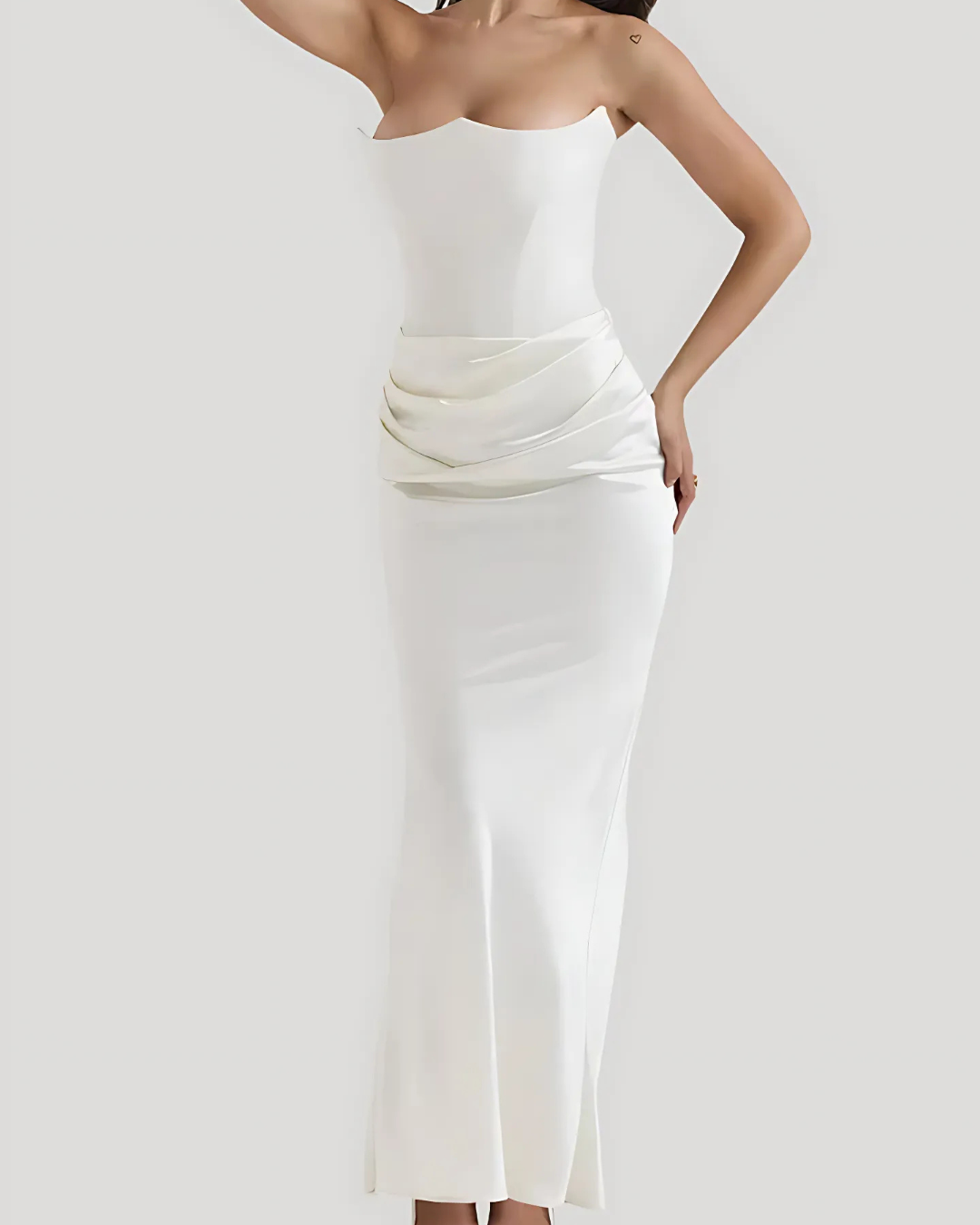 Victoria | Wedding Guest Strapless Draped Maxi Dress For Women