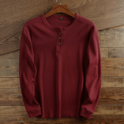 Men's Henley Shirt | Waffle Knit & Relaxed Fit