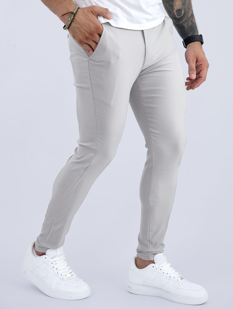 Lennox – Elegante Slim Fit Hose In Hellgrau