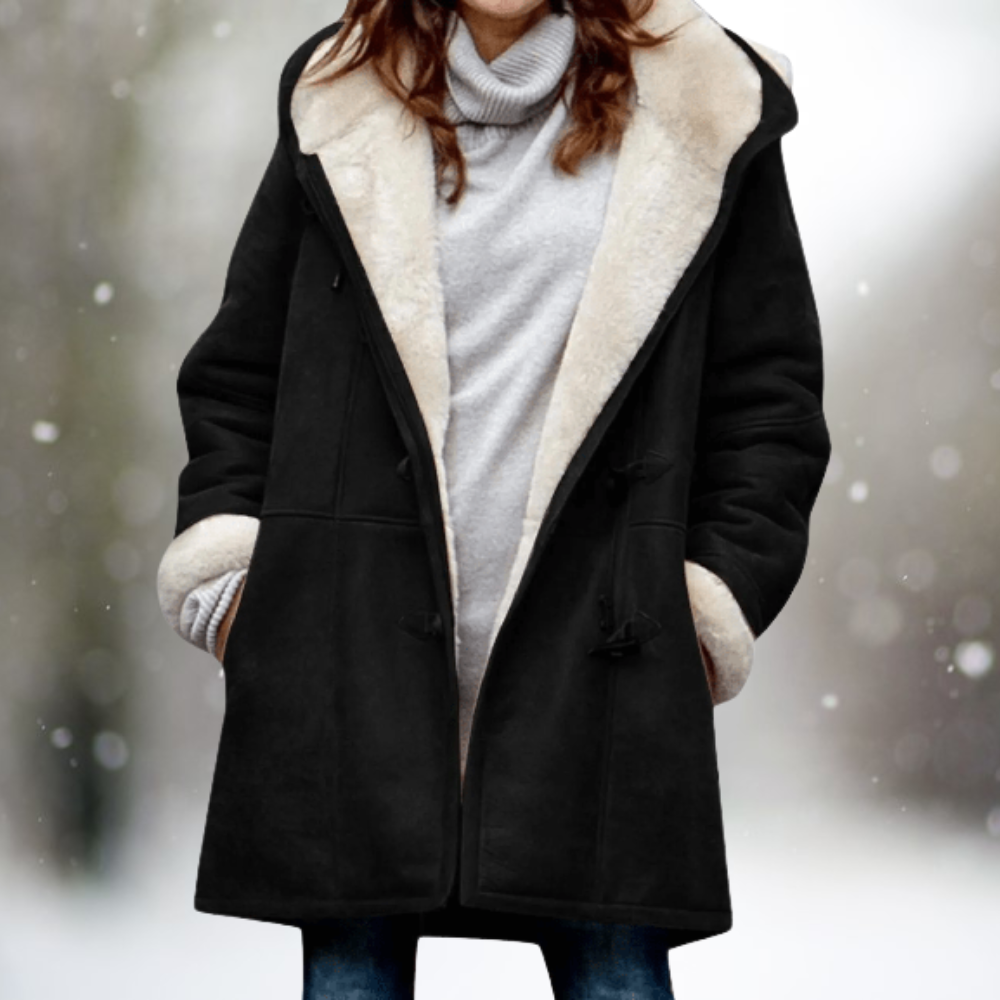 June - Premium Fleece Suede Jacket with Half-Length Hood