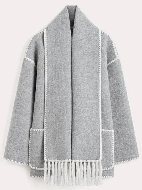 Leslie | Contrast Jacket With Scarf Edge