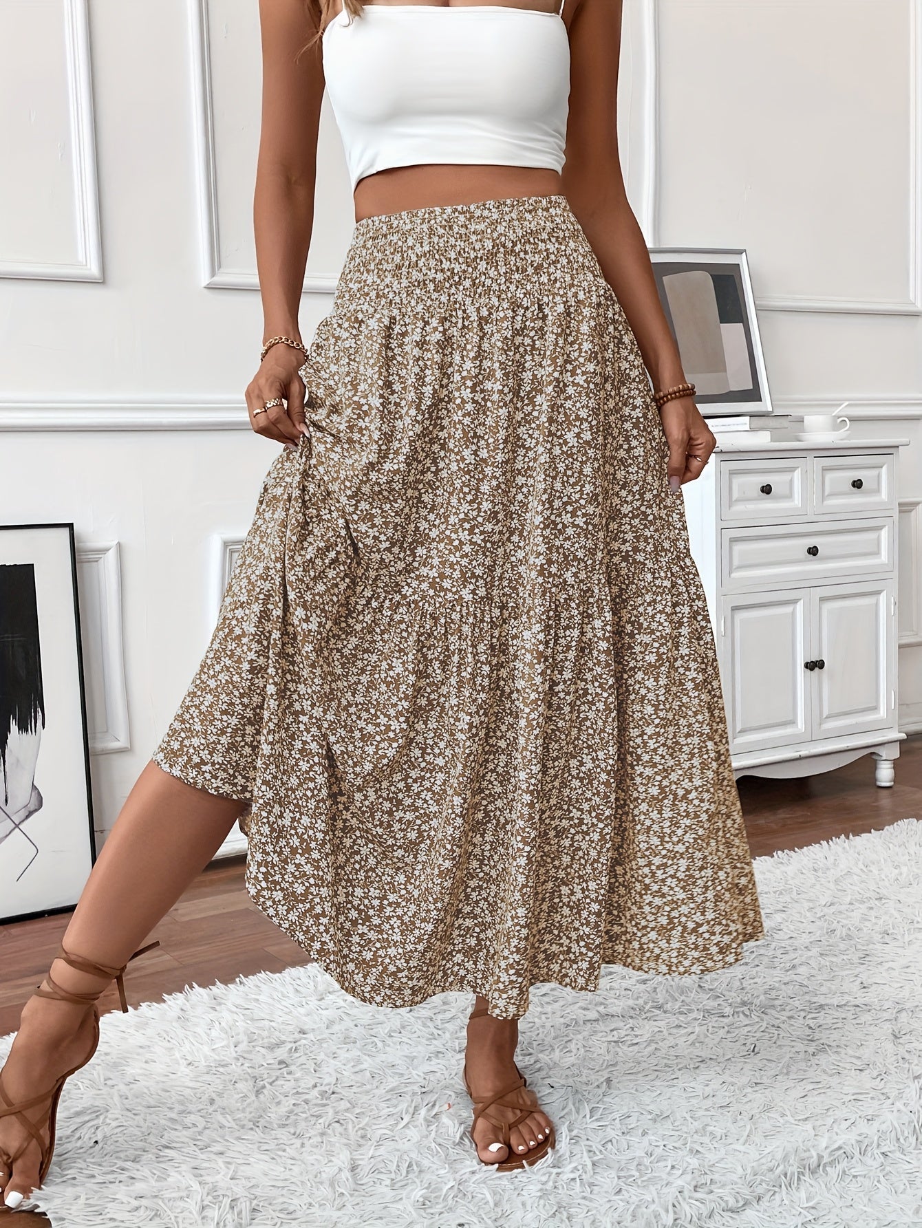 Elena | Floral Midi Skirt For Women