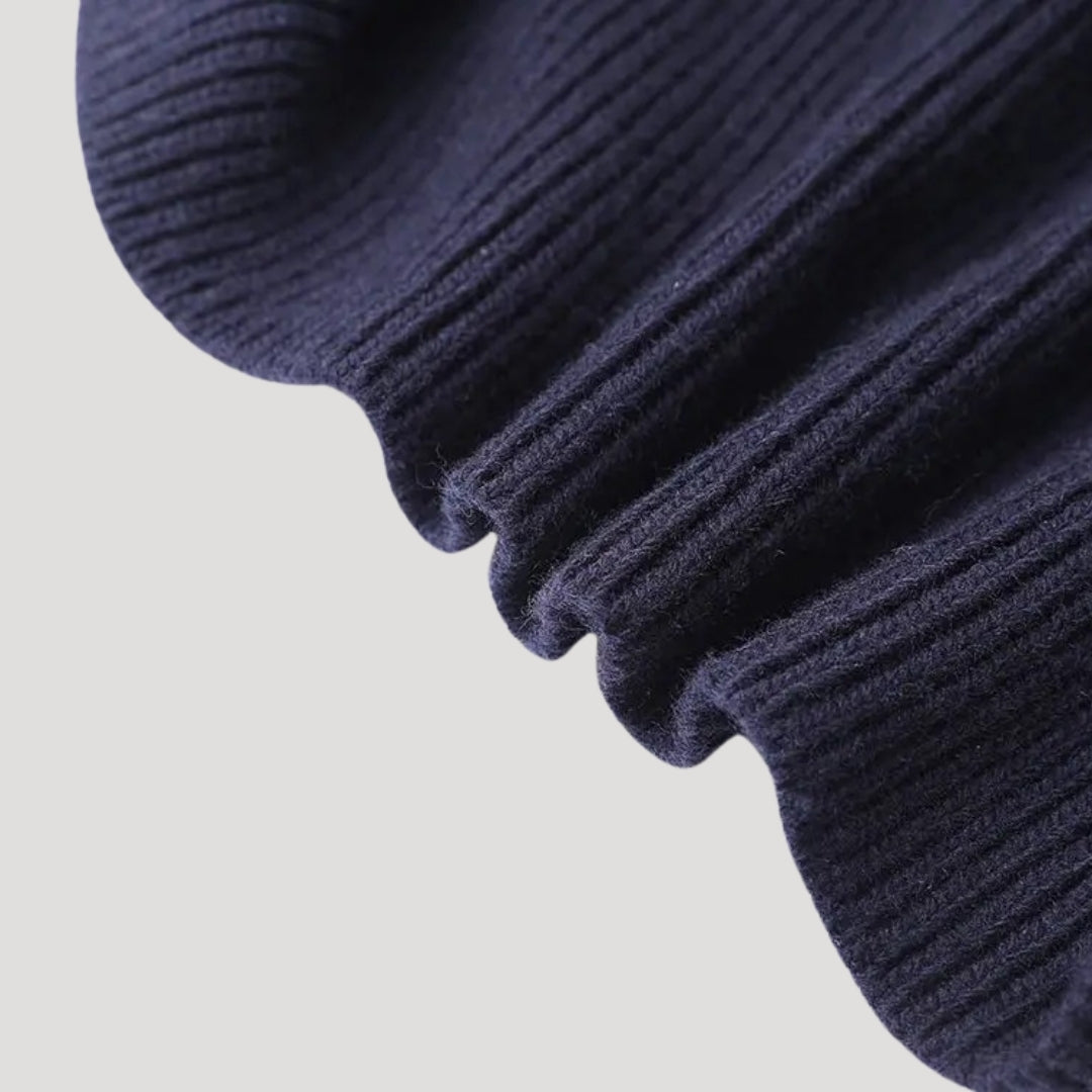 Isolde | Contrast Denim Trim Knit Cardigan