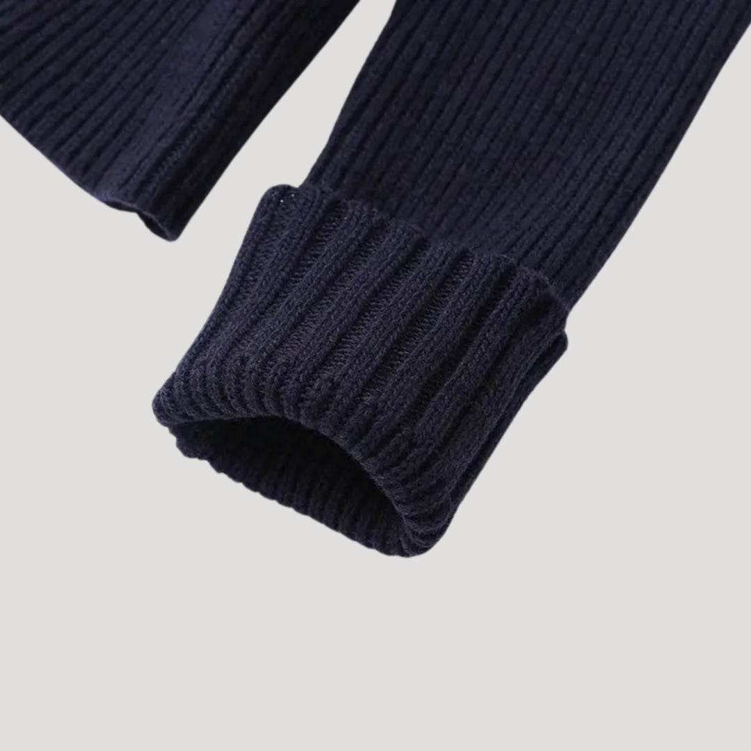 Isolde | Contrast Denim Trim Knit Cardigan