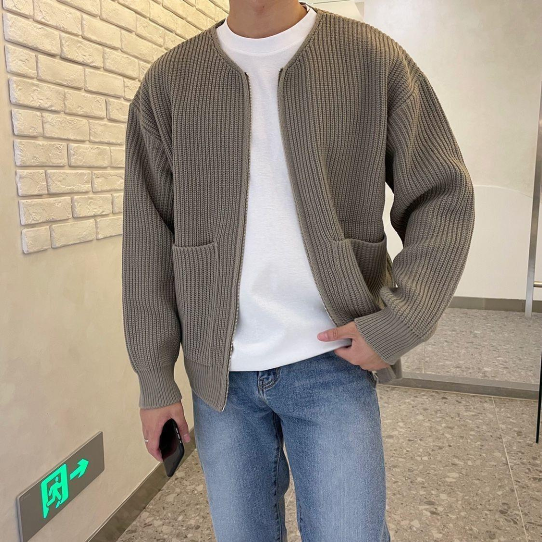 Alden | Elegant Cardigan With Ribbed Knit