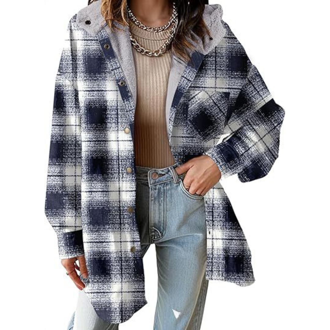 Grace | Women's Check Hooded Jacket, Plaid Pattern