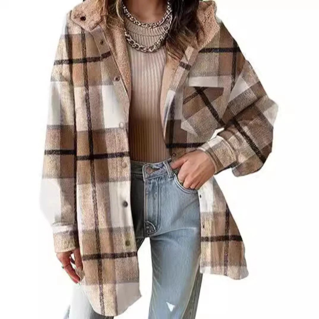 Grace | Women's Check Hooded Jacket, Plaid Pattern