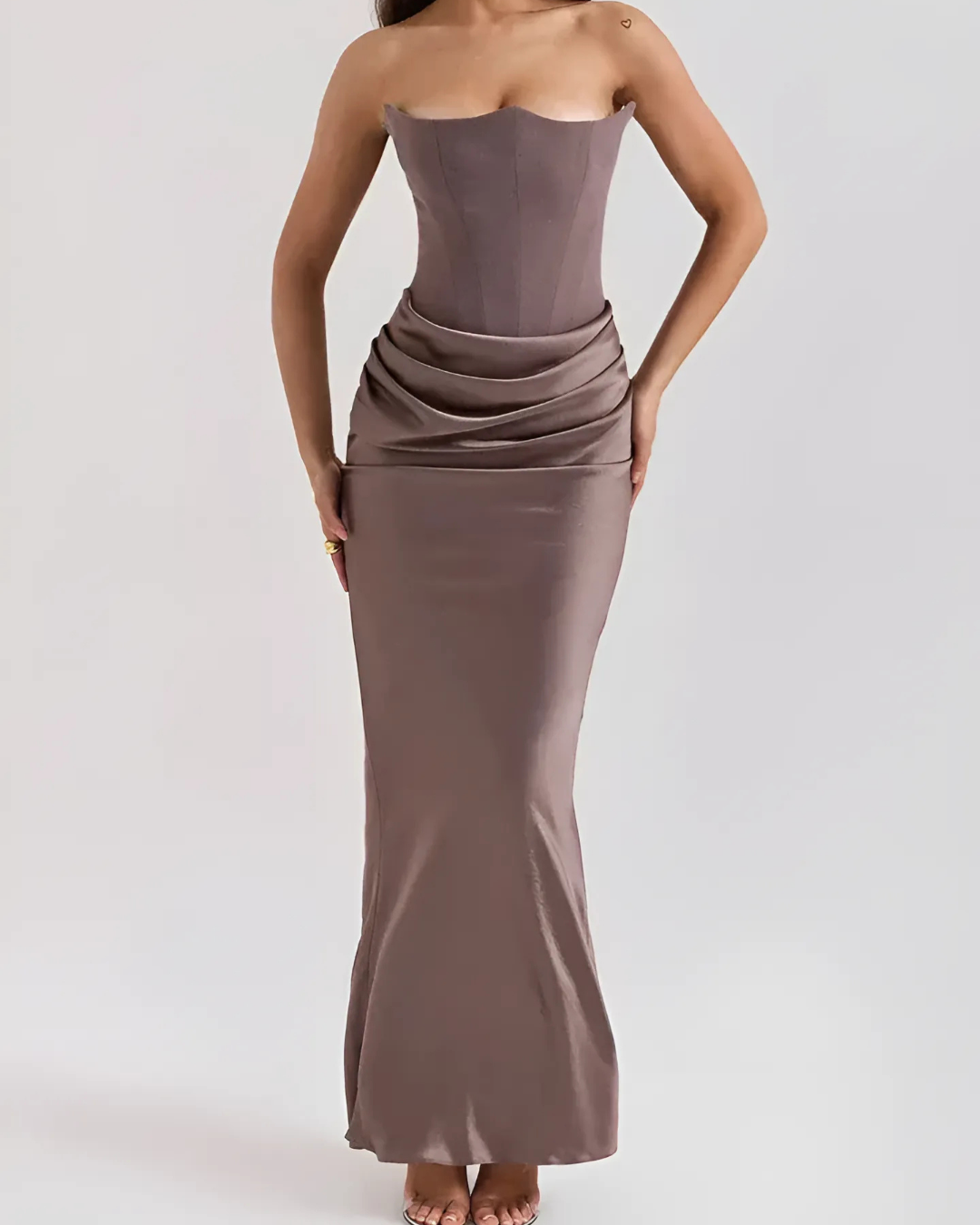 Victoria | Wedding Guest Strapless Draped Maxi Dress For Women
