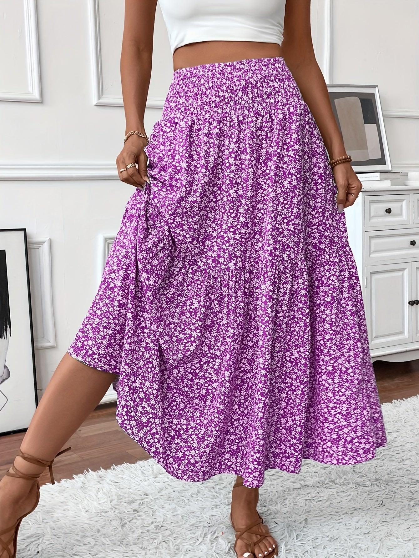 Elena | Floral Midi Skirt For Women