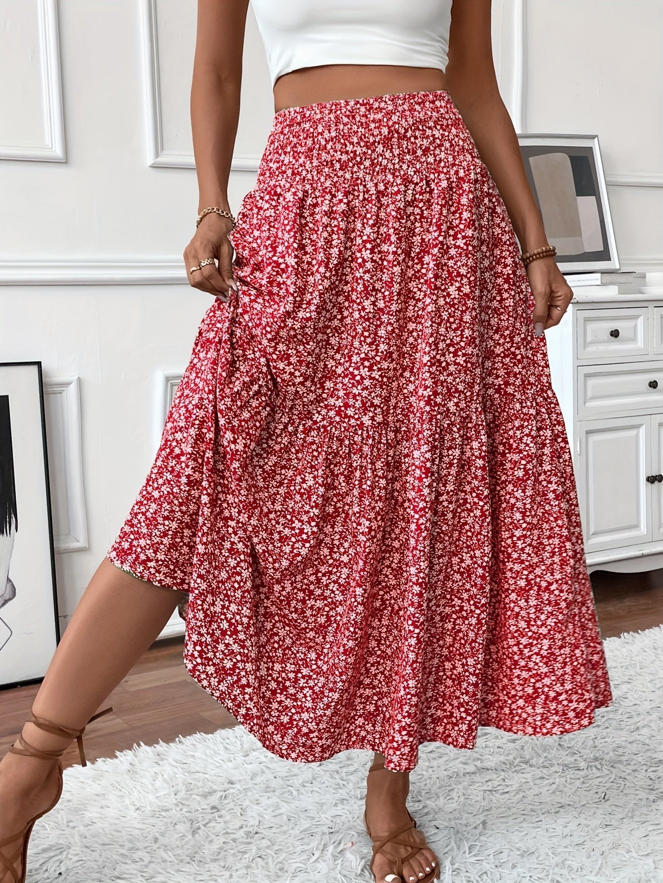 Elena | Floral Midi Skirt For Women