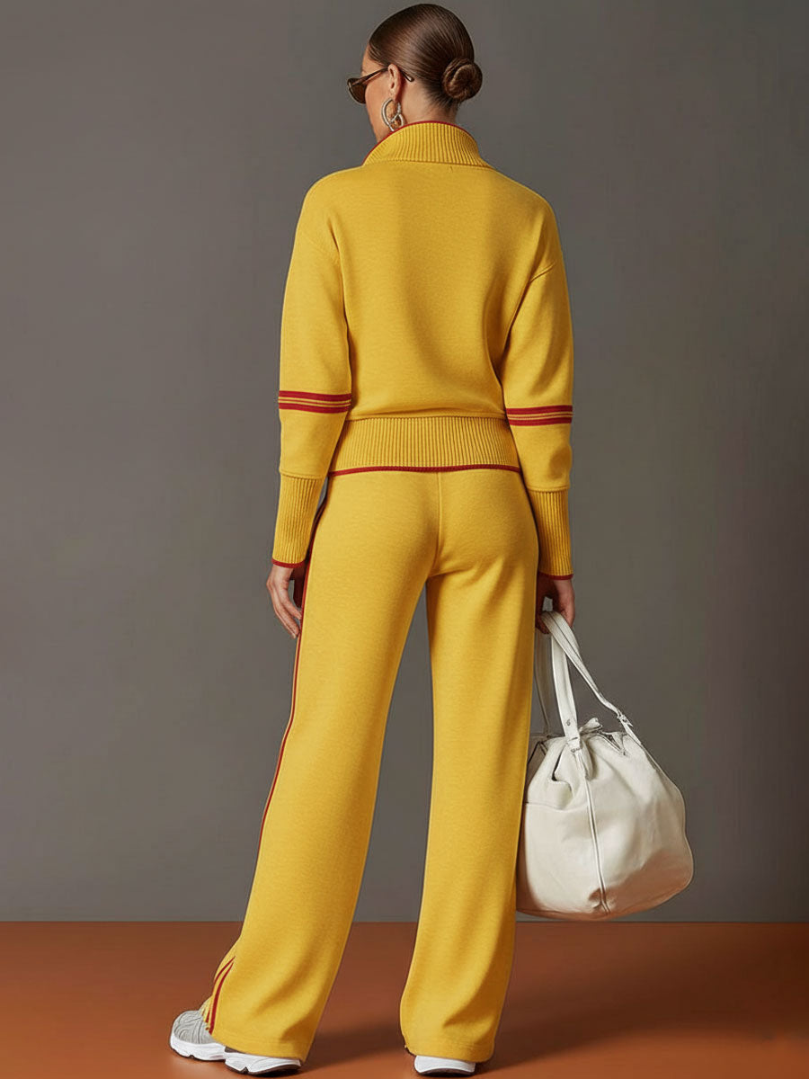 Mayna | Women'S Tracksuit Featuring A Half Zip Top And Wide Leg Trousers