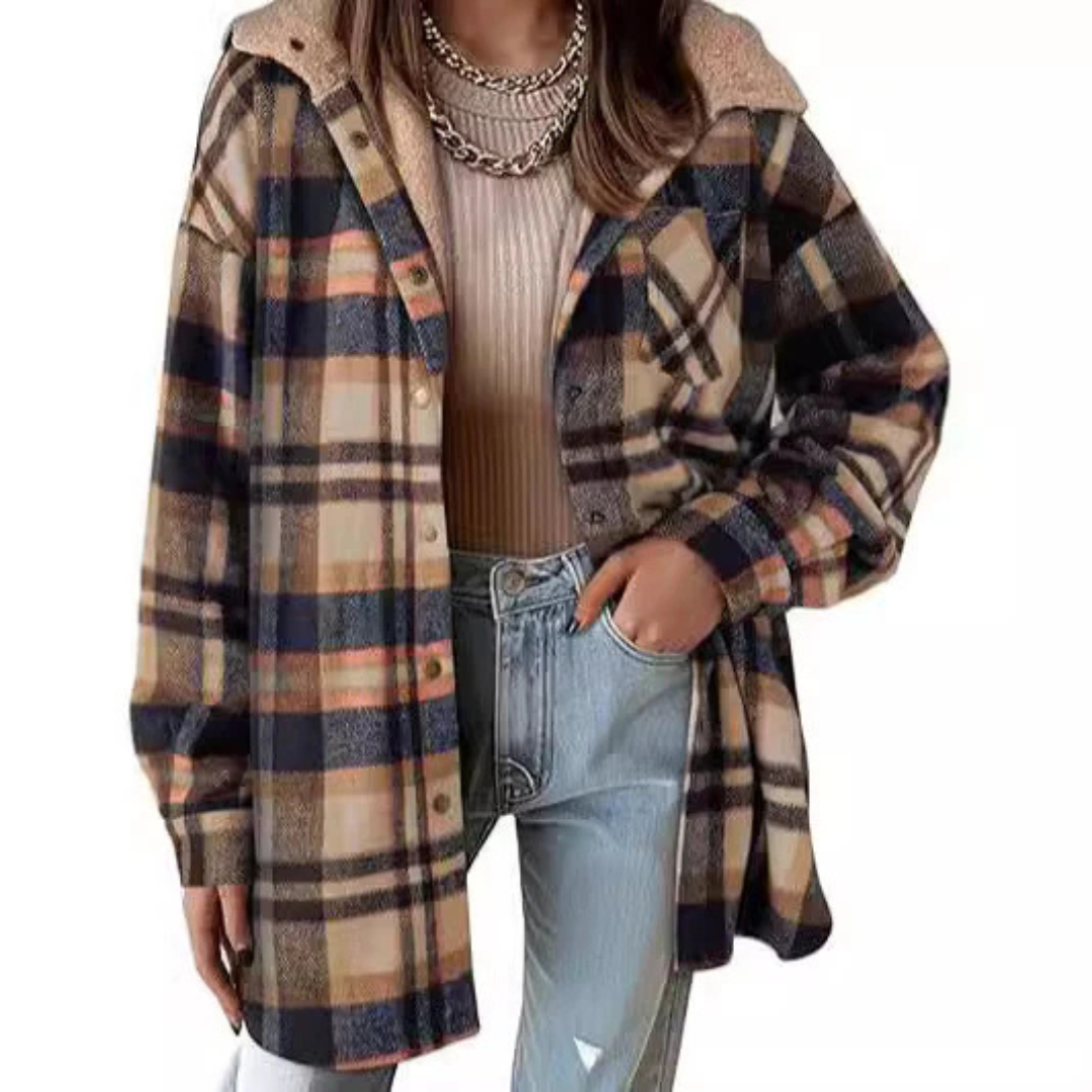 Grace | Women's Check Hooded Jacket, Plaid Pattern