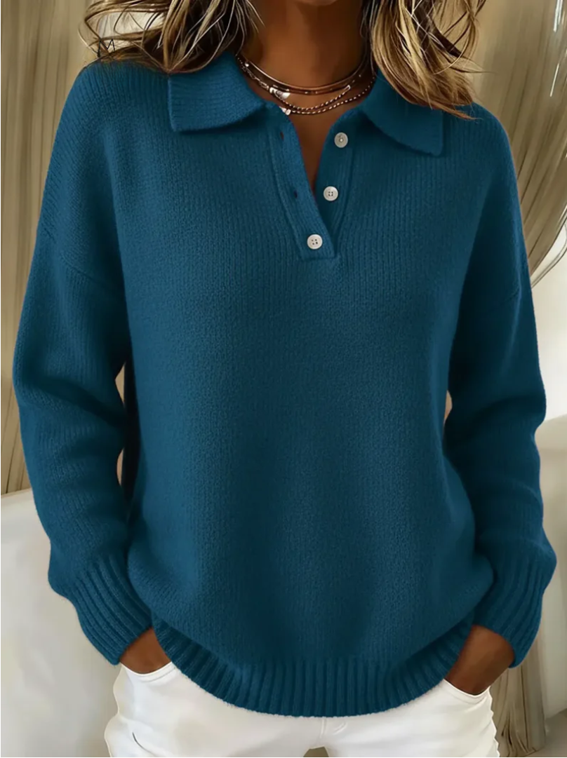 Olivia – Soft Knit Polo Sweater