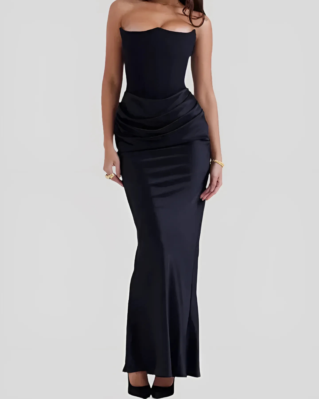 Victoria | Wedding Guest Strapless Draped Maxi Dress For Women