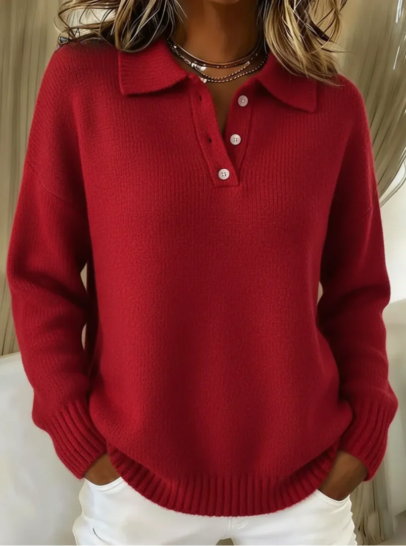 Olivia – Soft Knit Polo Sweater