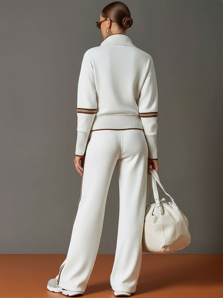 Mayna | Women'S Tracksuit Featuring A Half Zip Top And Wide Leg Trousers