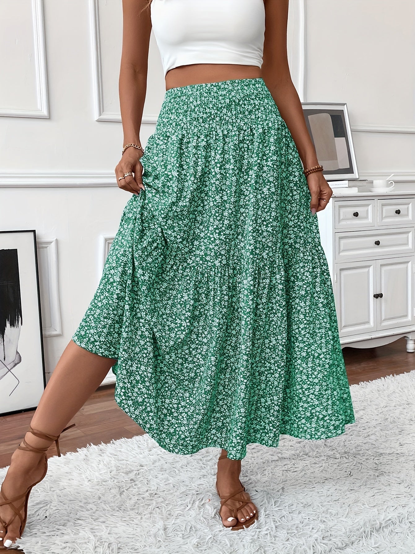 Elena | Floral Midi Skirt For Women
