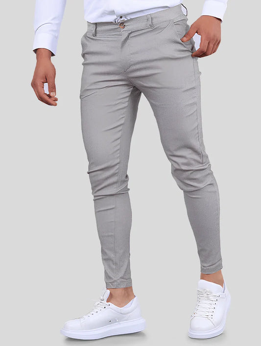 Lennox – Elegante Slim Fit Hose In Hellgrau