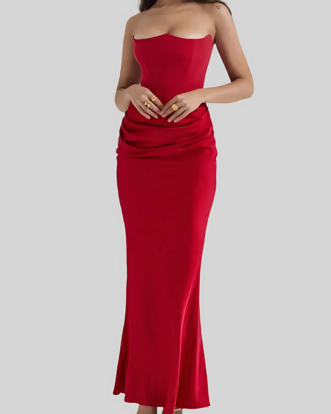 Victoria | Wedding Guest Strapless Draped Maxi Dress For Women