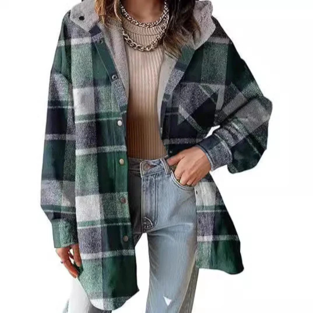 Grace | Women's Check Hooded Jacket, Plaid Pattern