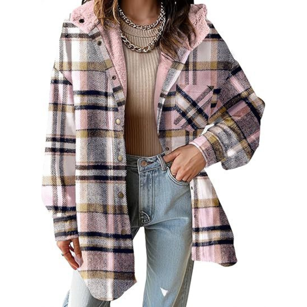 Grace | Women's Check Hooded Jacket, Plaid Pattern