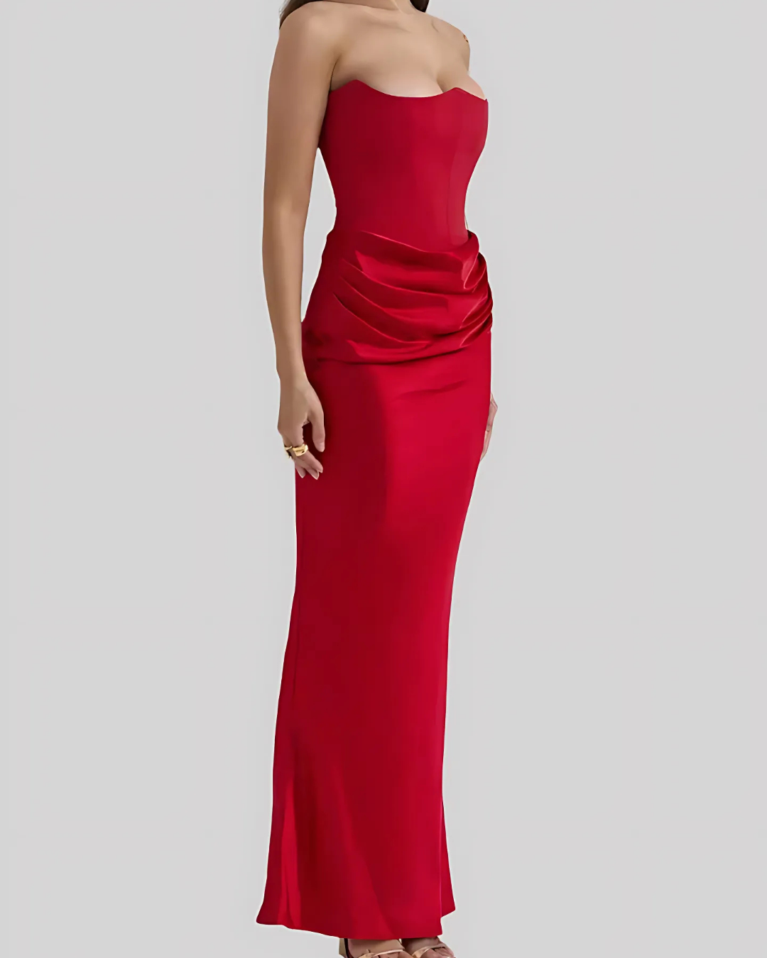 Victoria | Wedding Guest Strapless Draped Maxi Dress For Women