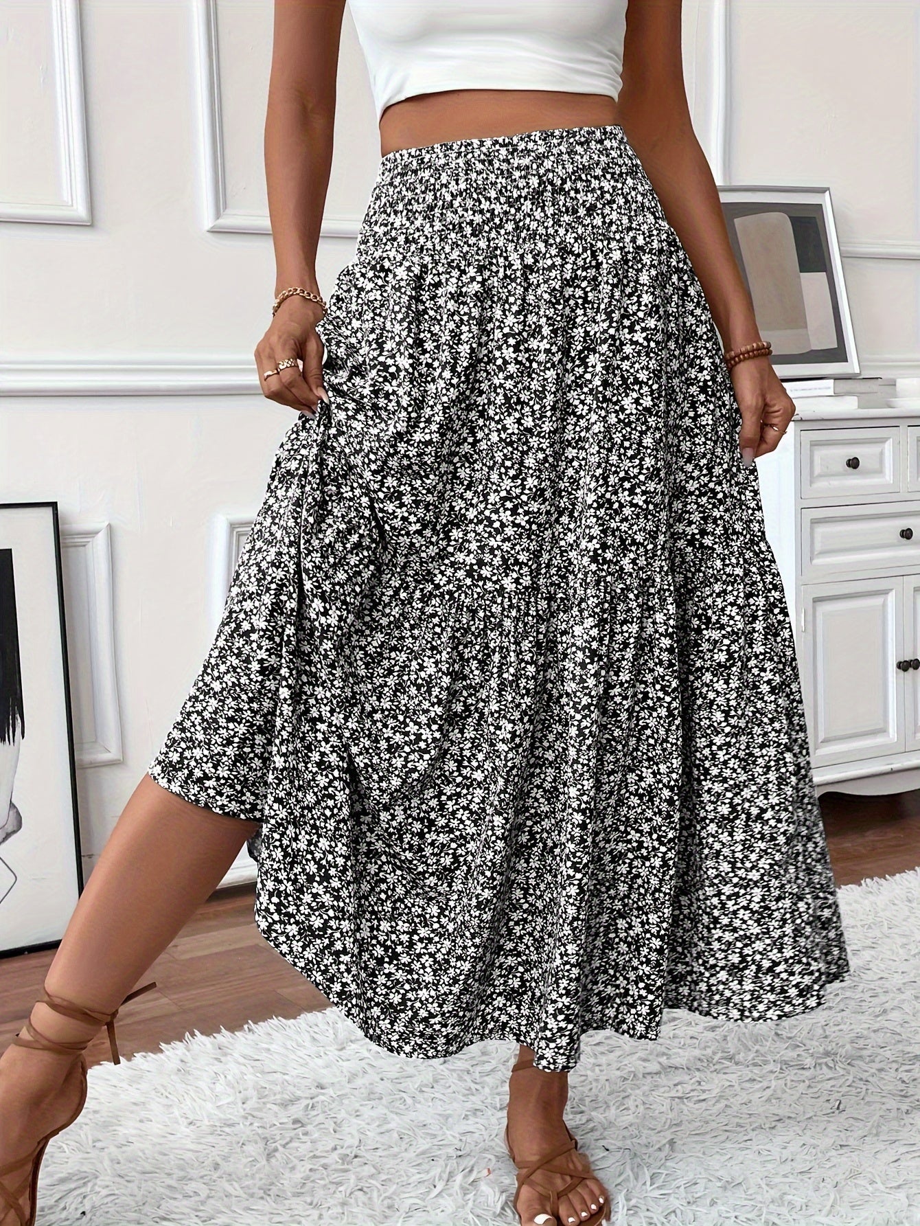 Elena | Floral Midi Skirt For Women