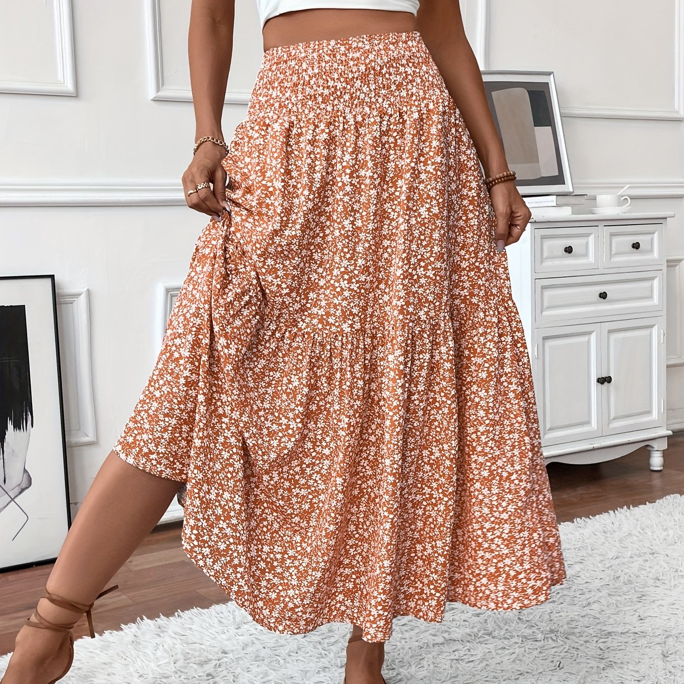 Elena | Floral Midi Skirt For Women