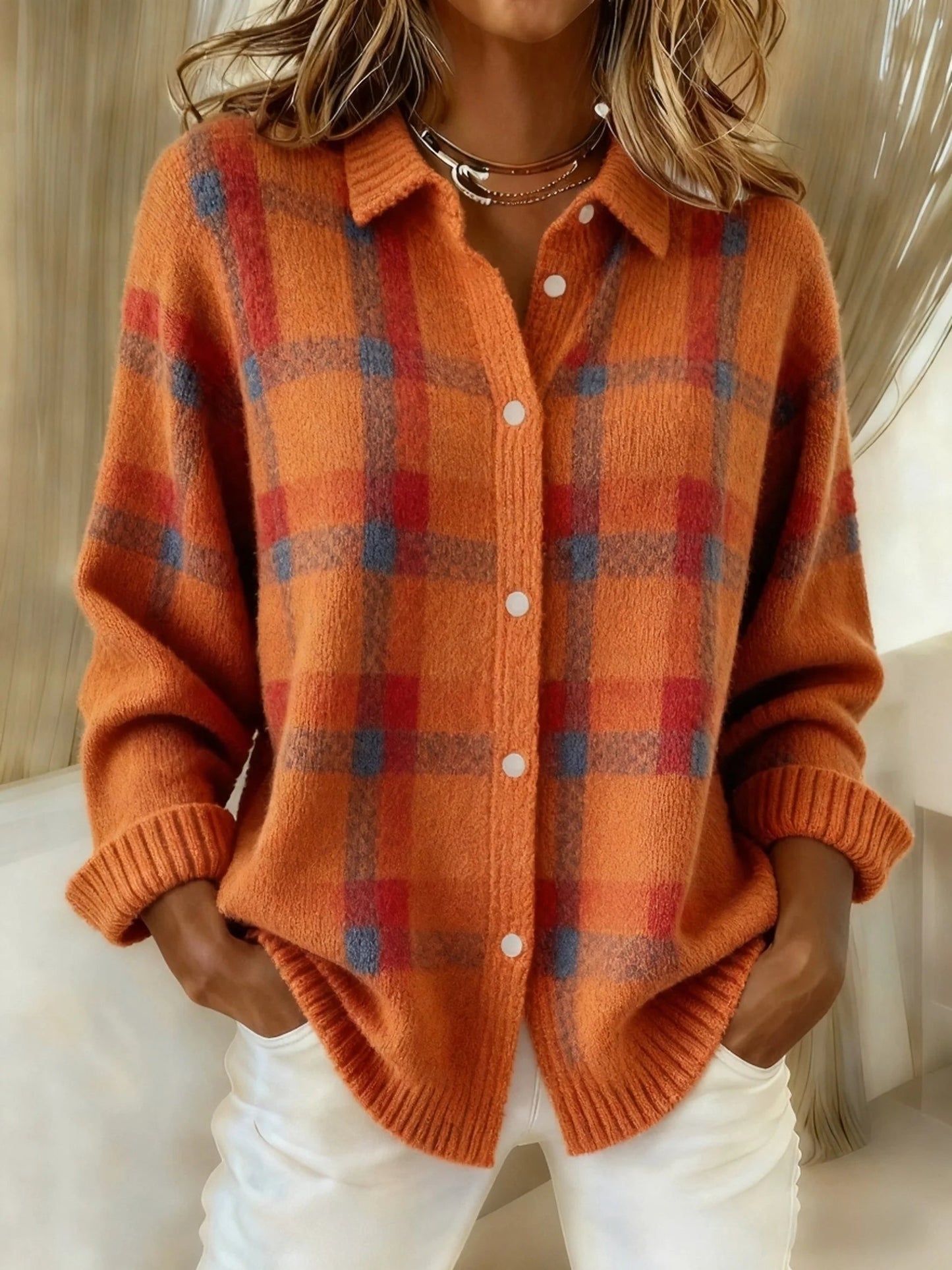 Anny | Checked Knit Sweater For Women