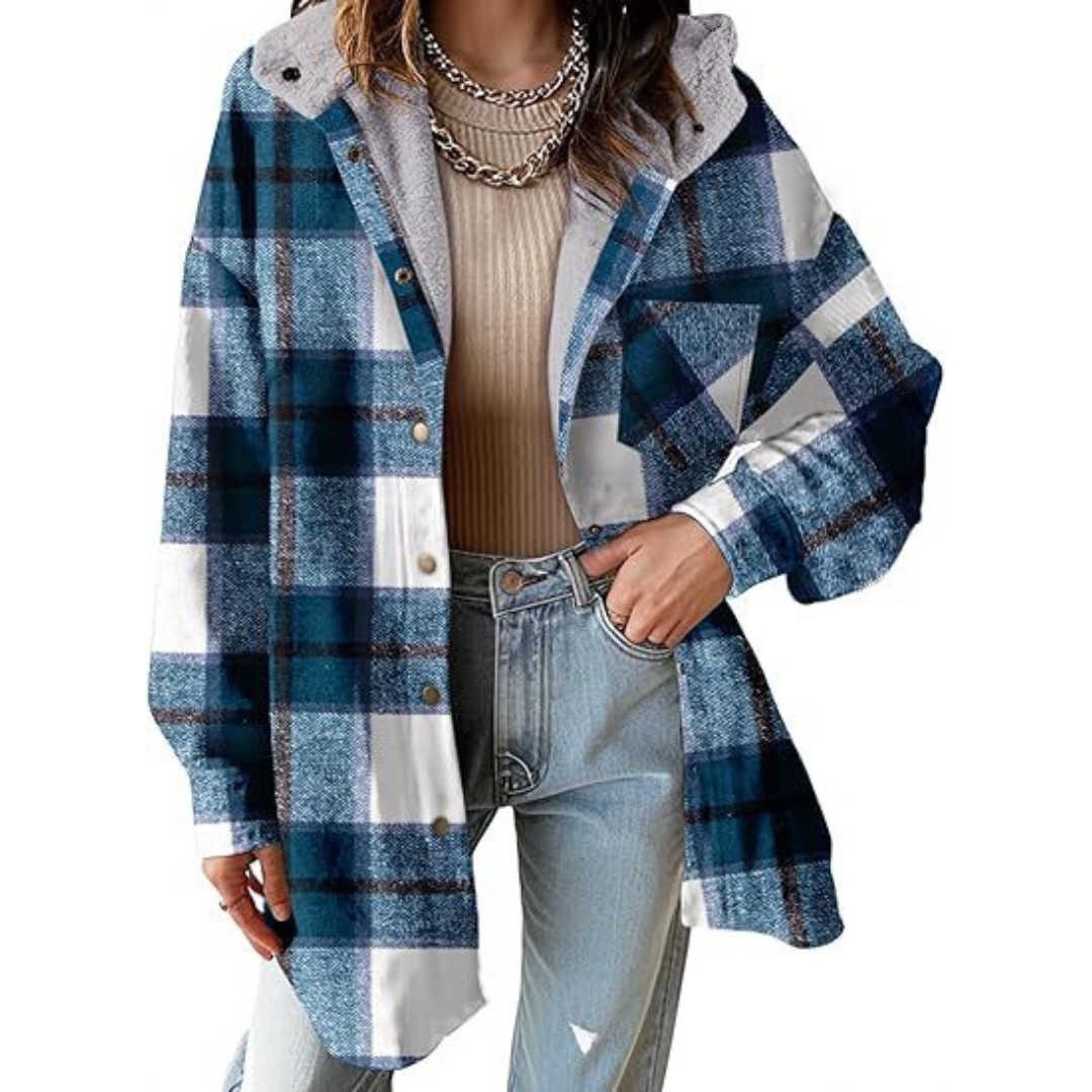 Grace | Women's Check Hooded Jacket, Plaid Pattern
