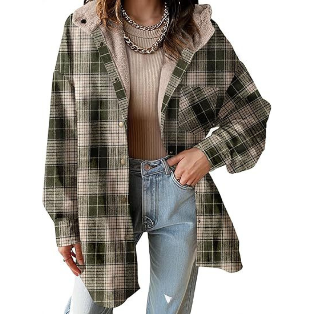 Grace | Women's Check Hooded Jacket, Plaid Pattern