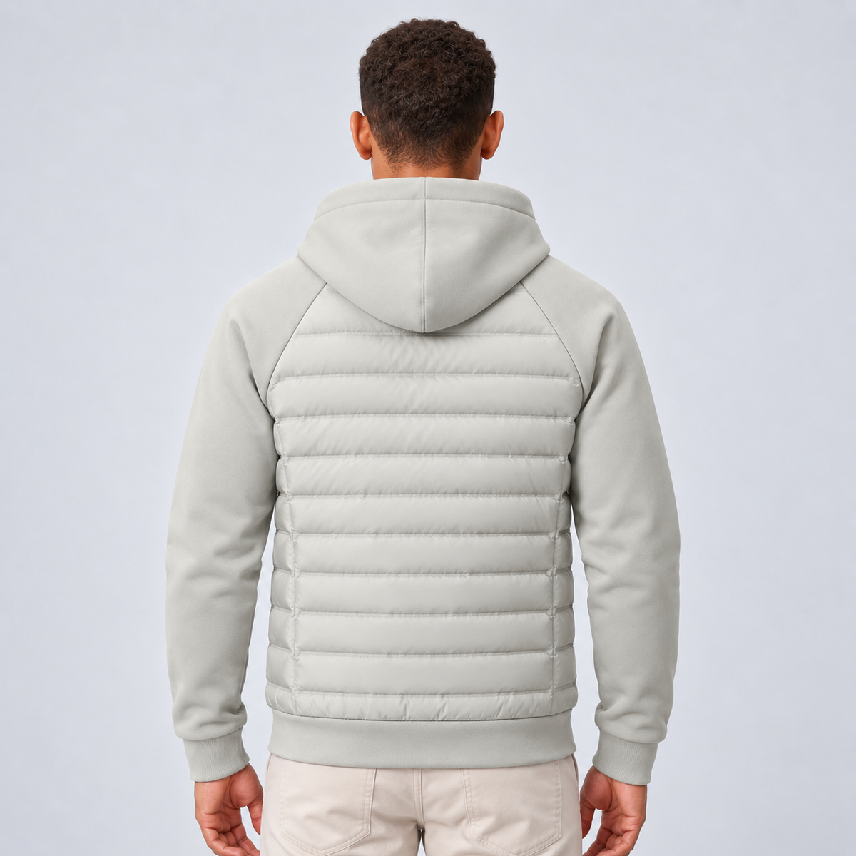 Montarello | Men's Hooded Down Jacket With Quilted Panels