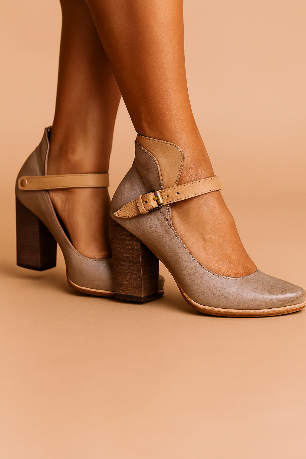 Ruby | Elegant Block Heel Pumps With A Strap