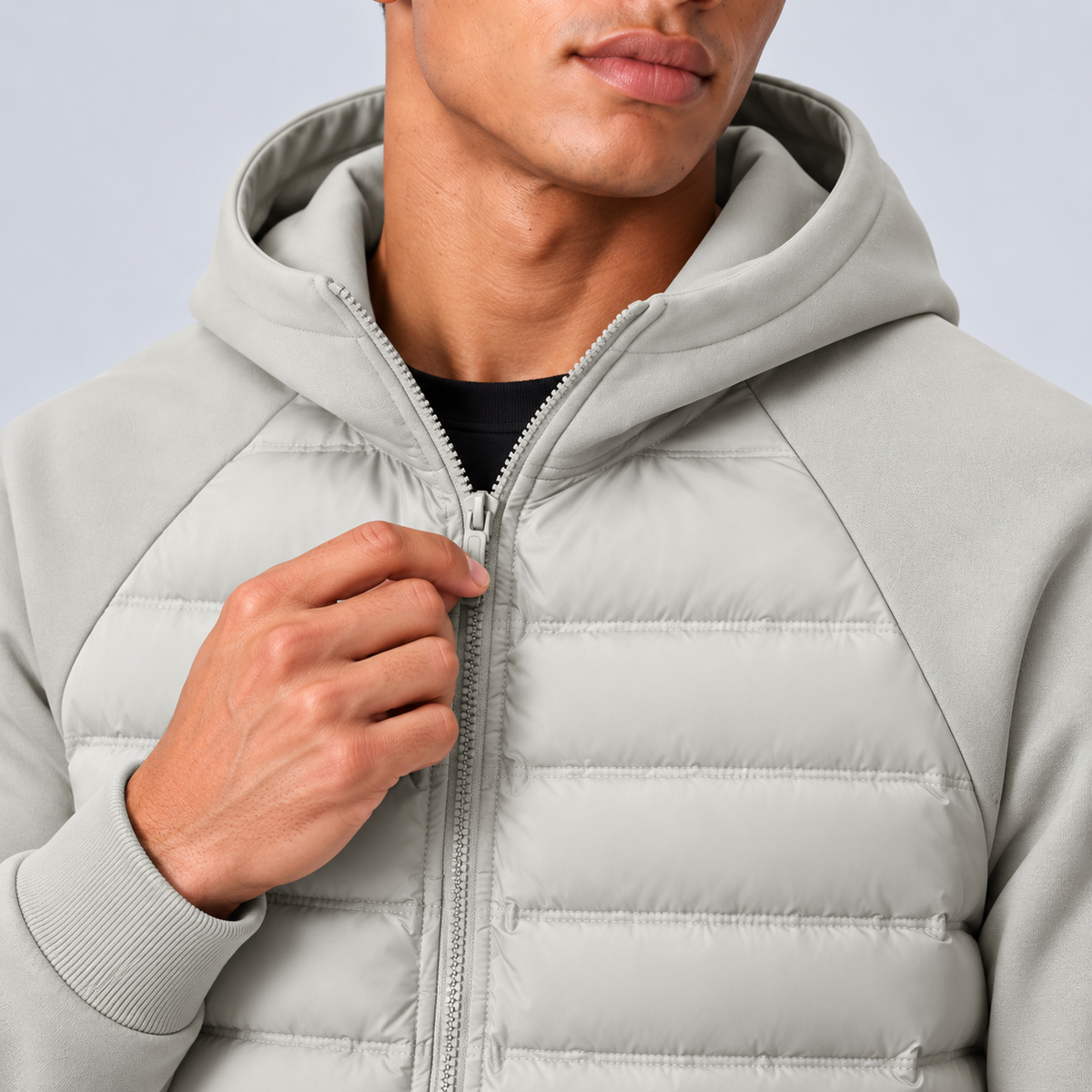 Montarello | Men's Hooded Down Jacket With Quilted Panels