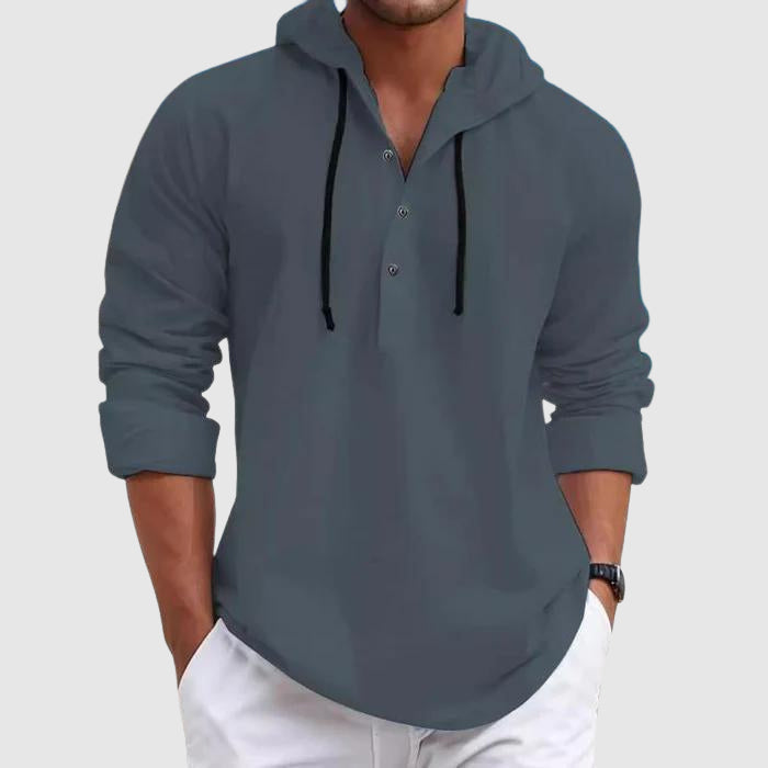 Arvid | Hooded Long Sleeve Shirt For Men