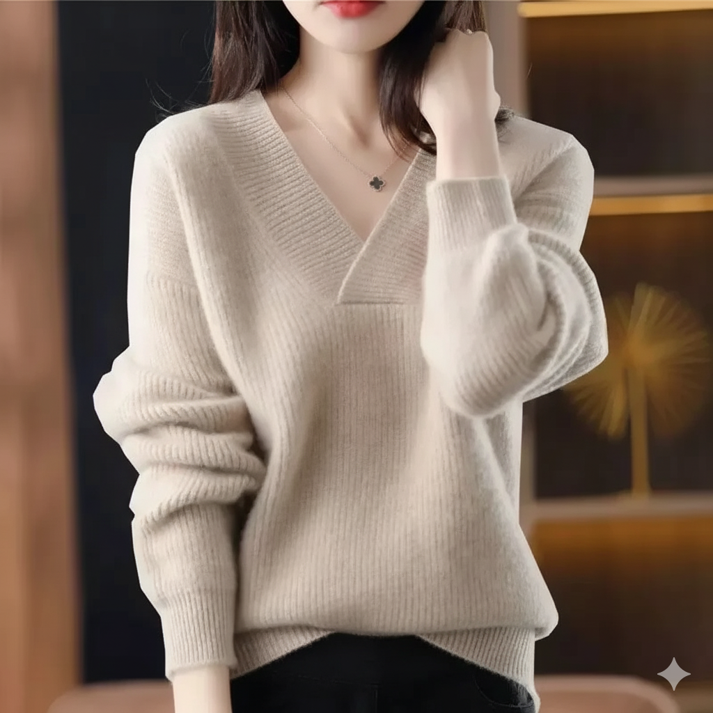 Valerie | Cashmere Blend Sweater With V Neck