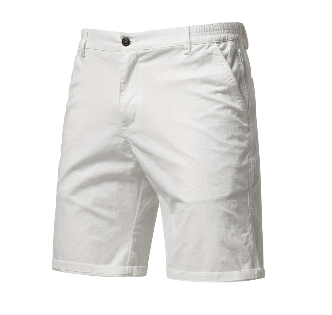 Slim fit white GolfThing tailored golf shorts with straight leg design
