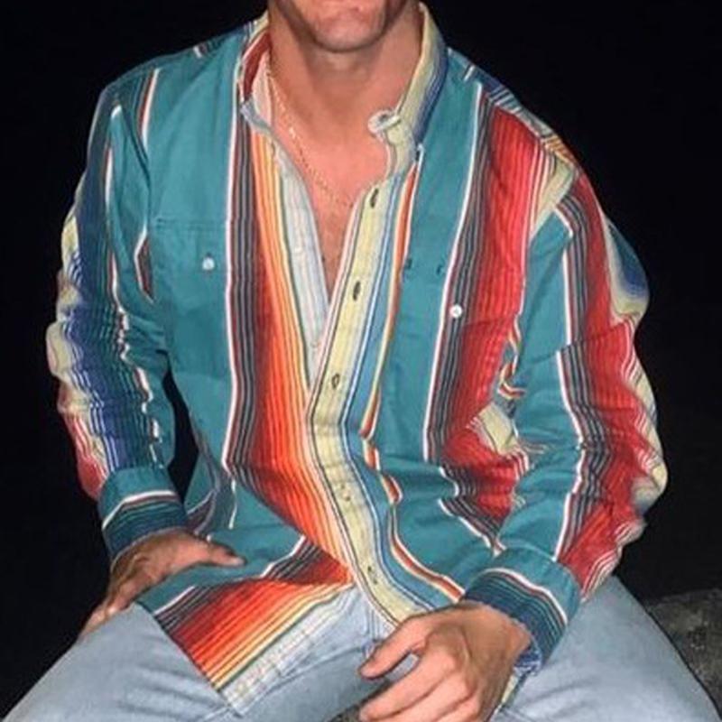Elijah | Vintage Striped Button Shirt with Chest Pockets
