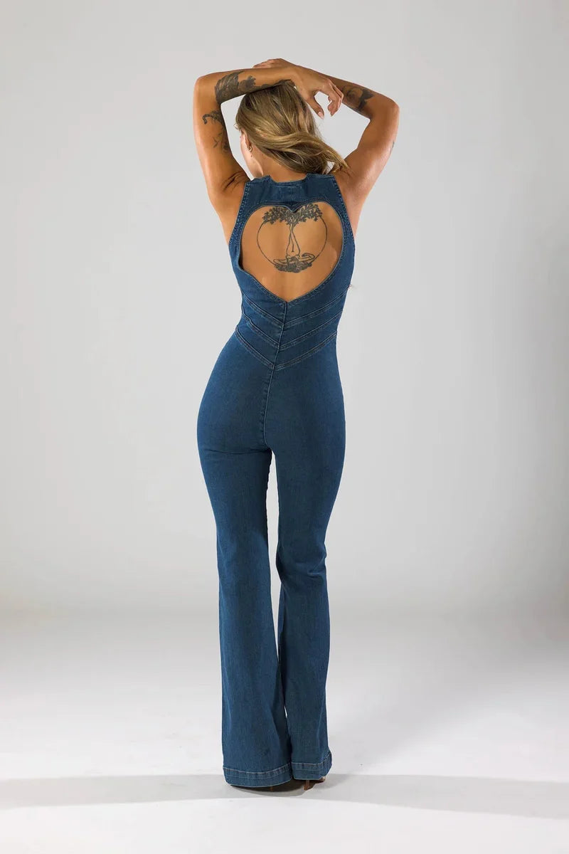 Noa | Heart Denim Jumpsuit