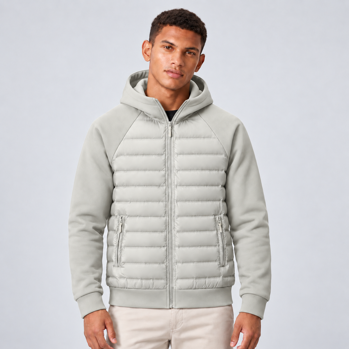 Montarello | Men's Hooded Down Jacket With Quilted Panels