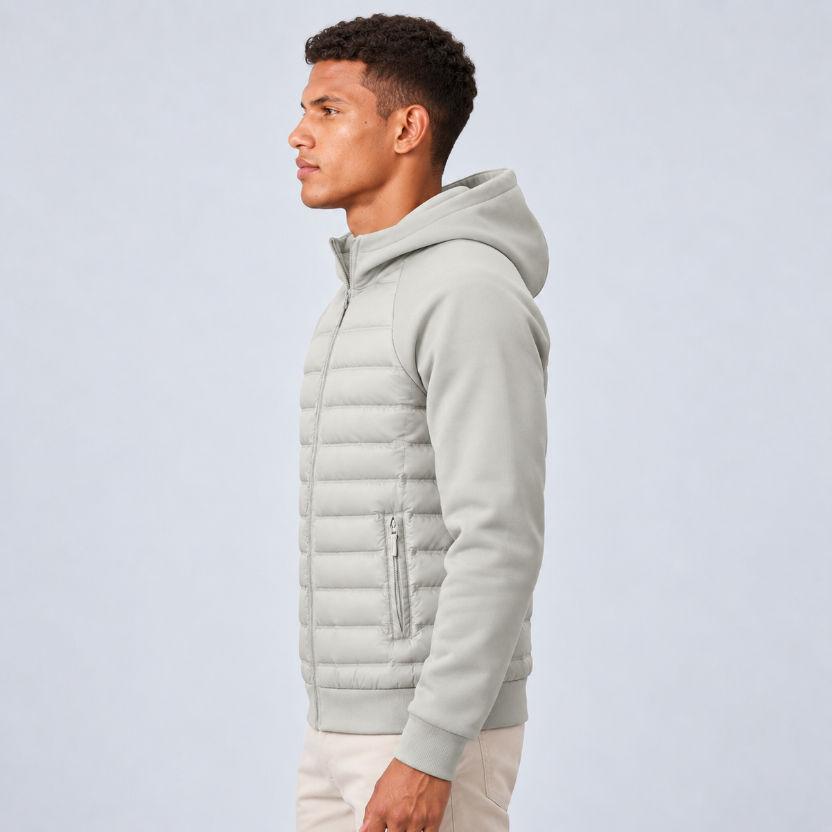 Montarello | Men's Hooded Down Jacket With Quilted Panels
