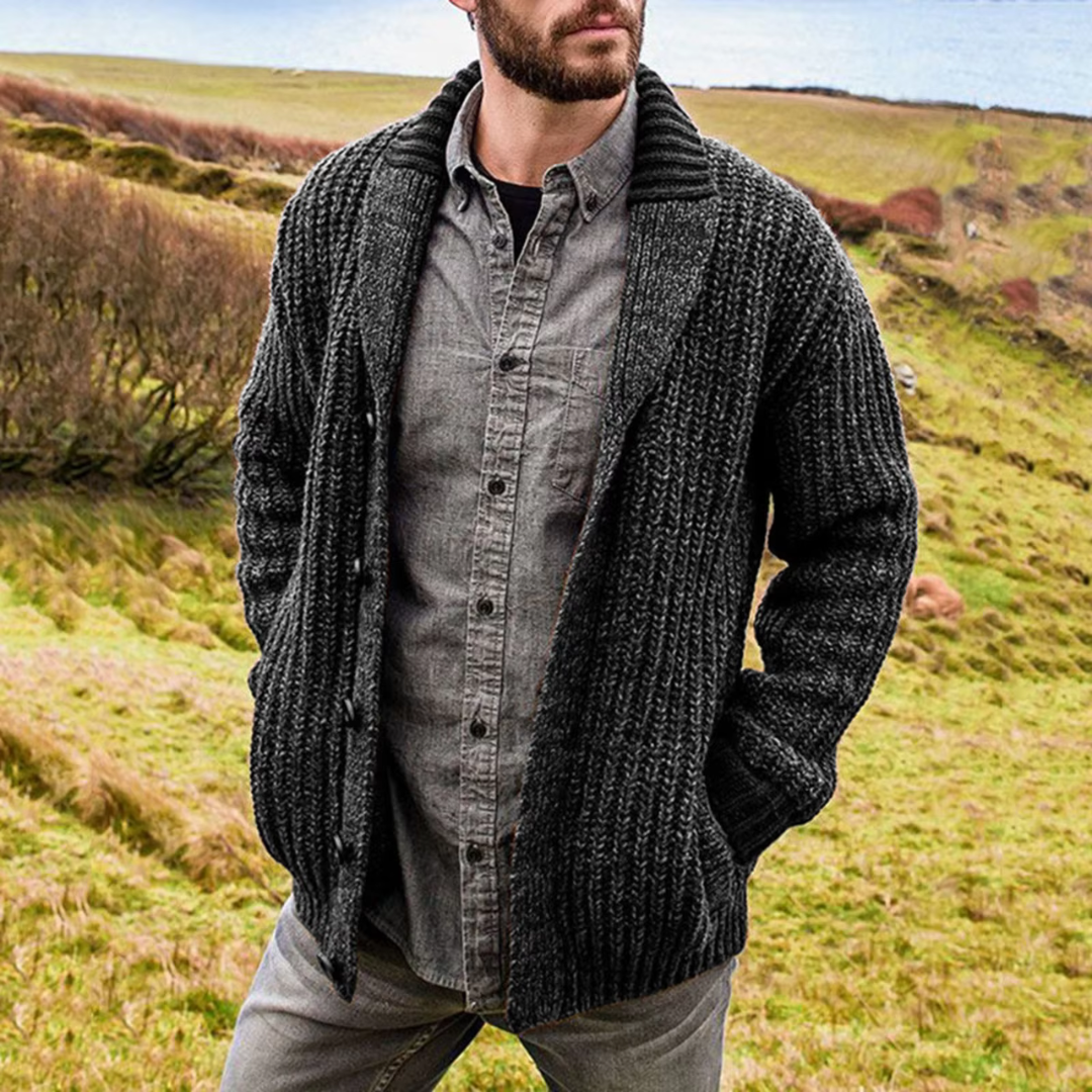 Men's Comfortable Cardigan with Button Closure and Pockets
