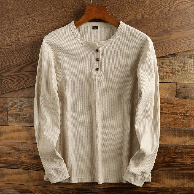 Men's Henley Shirt | Waffle Knit & Relaxed Fit