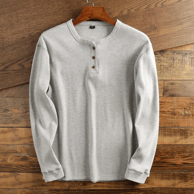 Men's Henley Shirt | Waffle Knit & Relaxed Fit