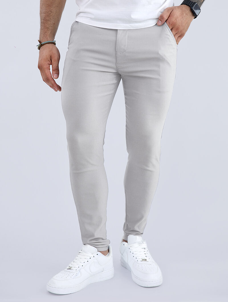 Lennox – Elegante Slim Fit Hose In Hellgrau