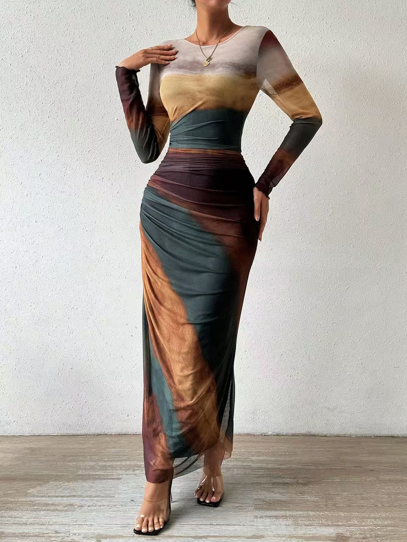 Torina | Printed Bodycon Maxi Dress