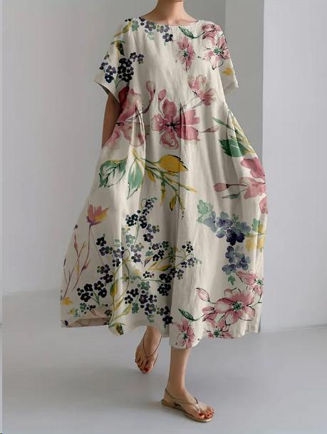 Beatrice - Floral Print Casual Long Dress