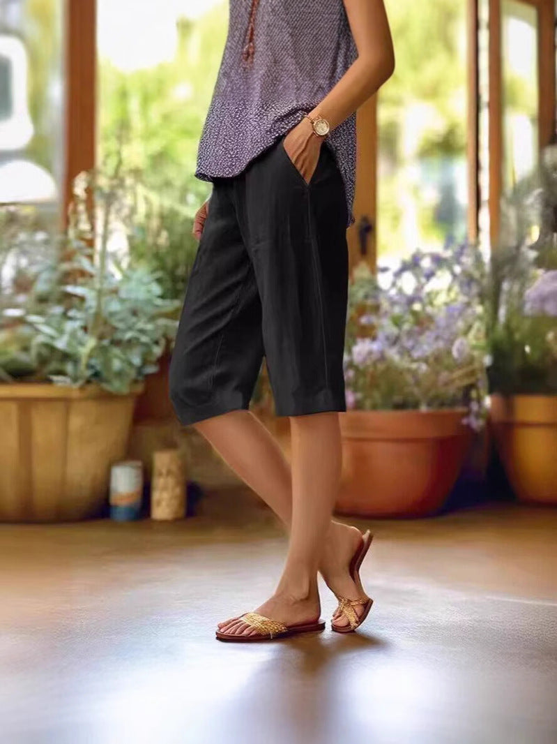 Faye | Women's Summer Shorts, Straight Leg Knee Length