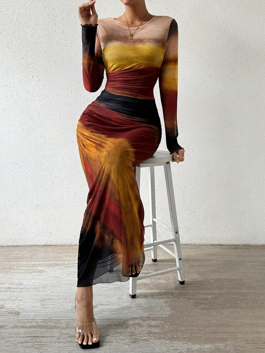 Torina | Printed Bodycon Maxi Dress